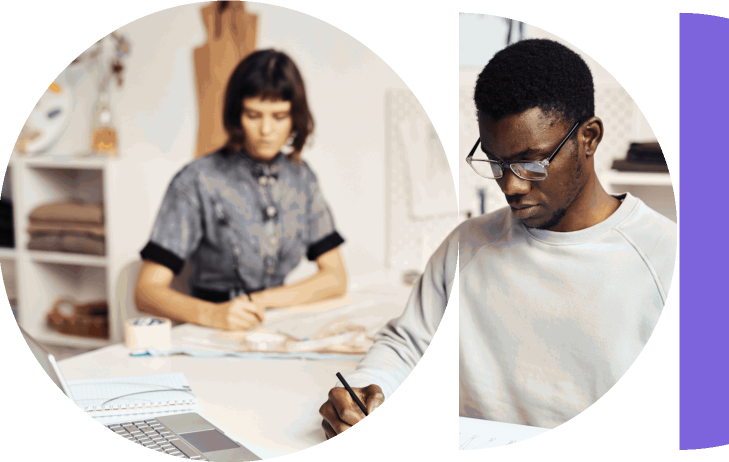 two people working together in an office