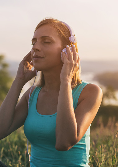 woman wearing headphones