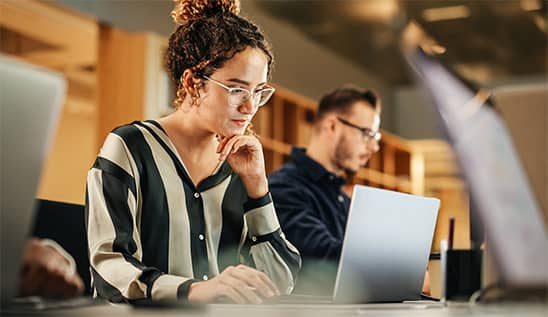 woman working at laptop